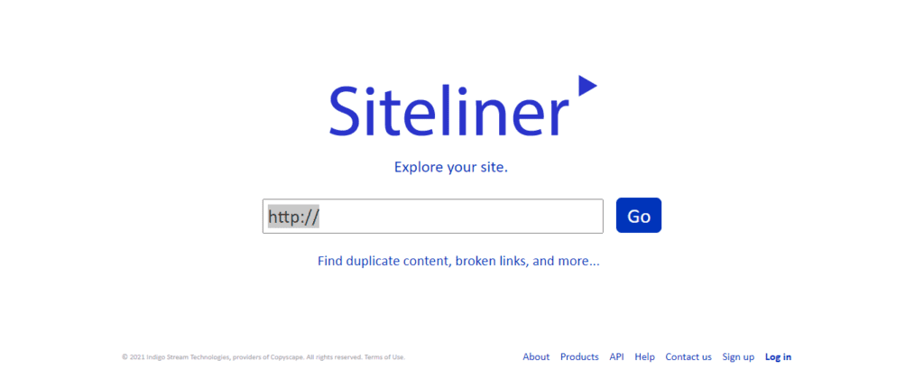 Siteliner's main page