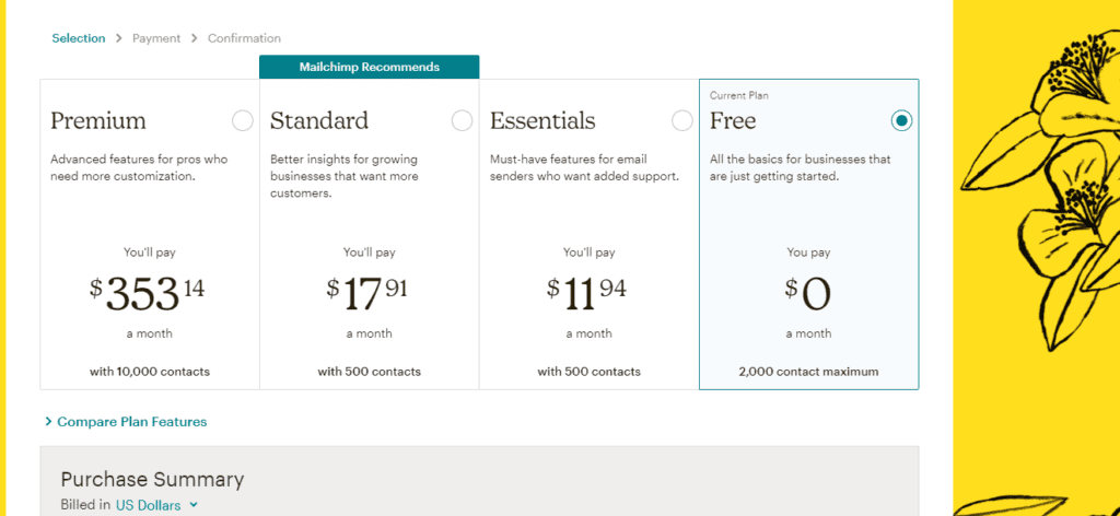 MailChimp packages and prices
